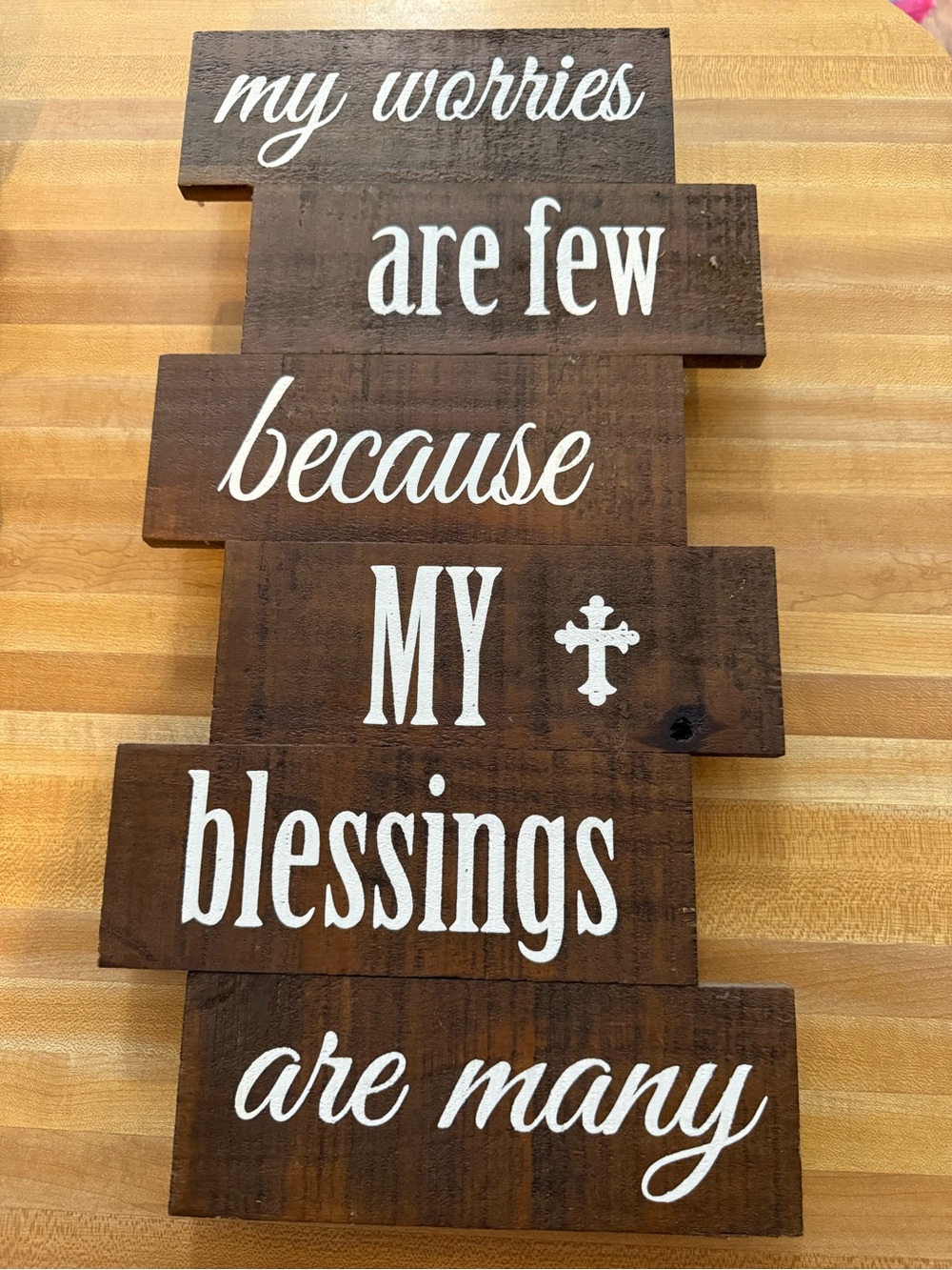 Inspirational Rustic Brown 'My Blessings Are Many' Wall Plaque